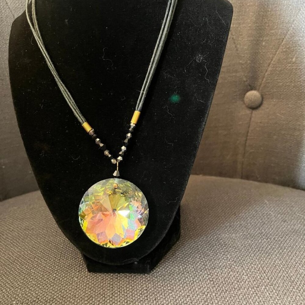 Iridescent Rainbow Faceted Pendant